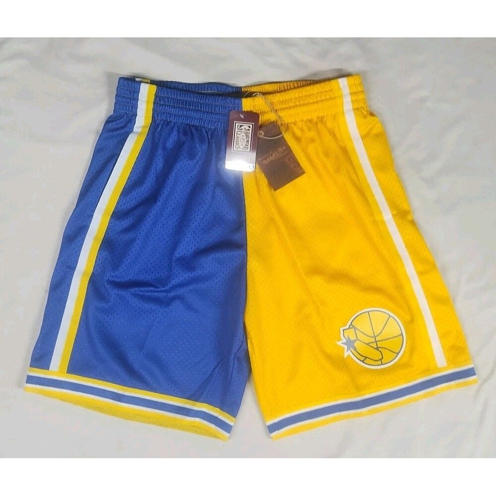 Golden State Warriors Mitchell And Ness NBA Split Swingman Shorts Men Size L New